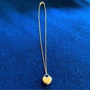 RARE 18K Pure Gold Tiffany Full Heart Pendant Necklace